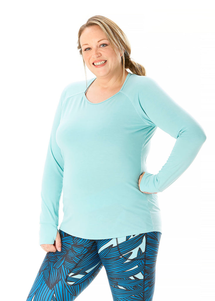 FOREYOND Plus Size Workout Tops for Women Long Sleeve Shirts